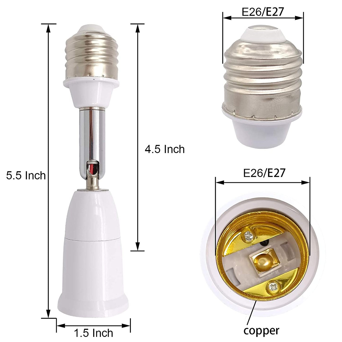 Frendorf | 2-Pack: E26/E27 Lampenfassung Verlängerung