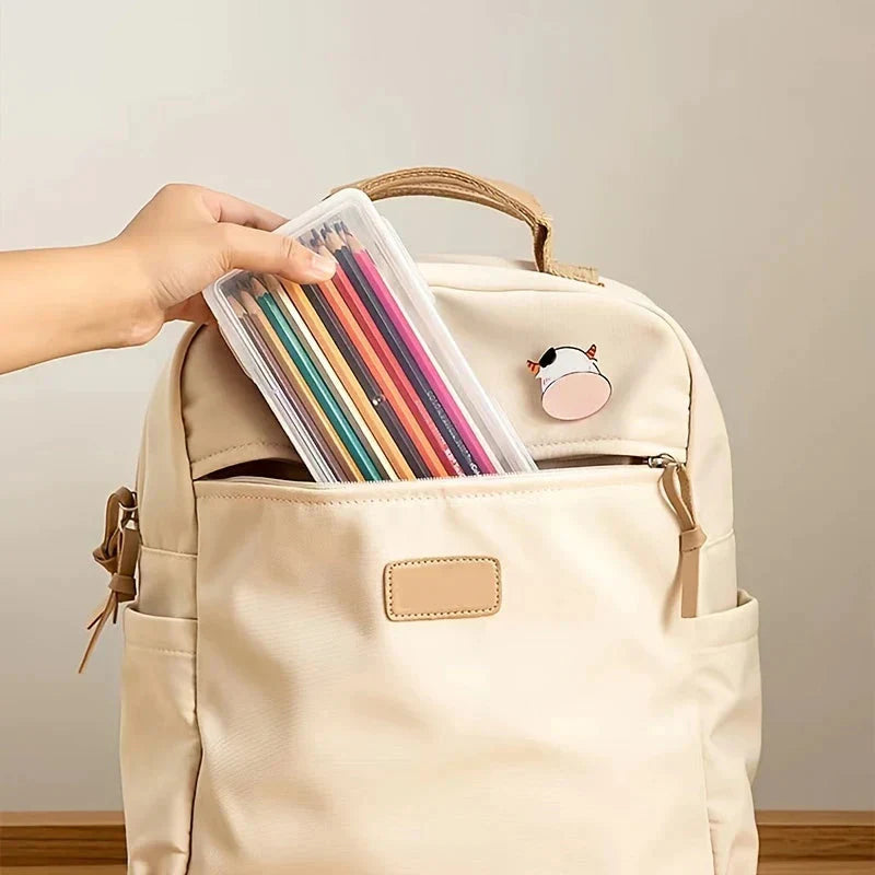 Frendorf | 2-Pack: Extra große Kapazität Kunststoff Bleistiftbox Stapelbar Transparent Klare Bleistiftbox