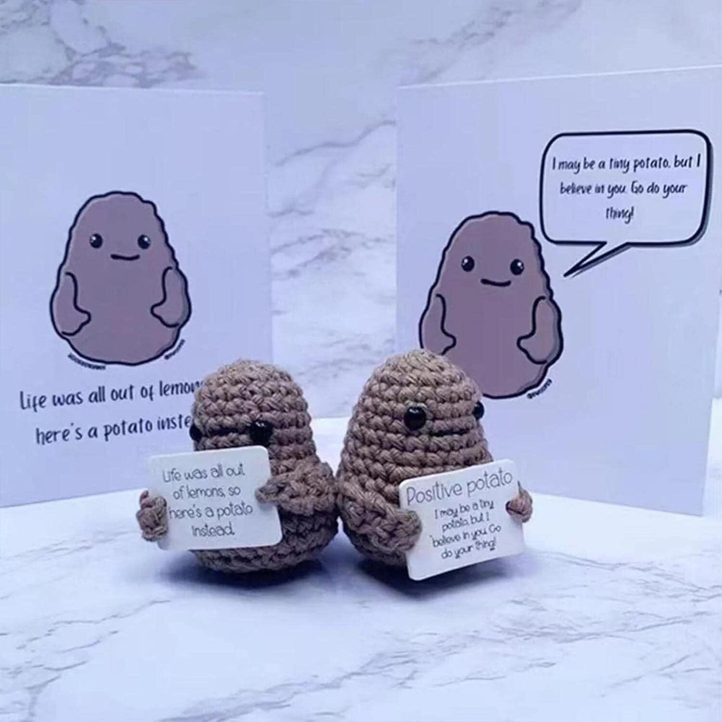 Frendorf | 2-Pack: Lustige Positive Kartoffel Süße Wollstrickpuppe