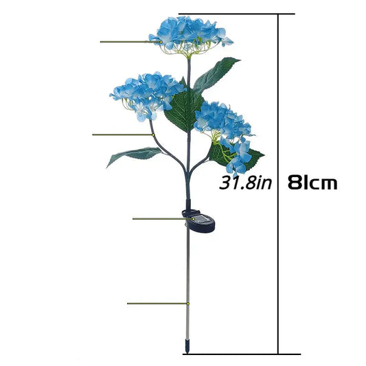 Frendorf | 2er-Pack: Hortensie Solar LED Blumenlichter mit 3 Köpfen, wasserdichte Gartenlichter für den Außenbereich