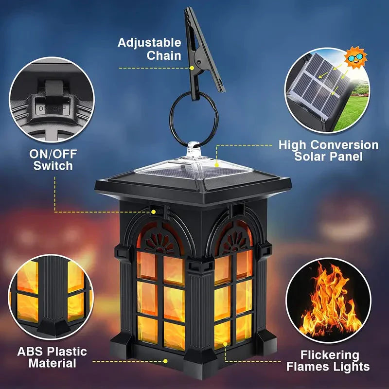 Frendorf | 2er-Pack: IP65 Wasserdichte Solar-Außenlichter mit Flackerflamme