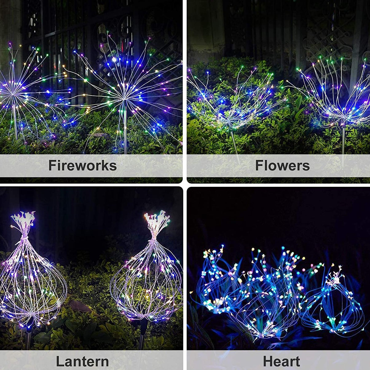 Frendorf | 2er-Pack: LED Solar Feuerwerk Gartenlicht