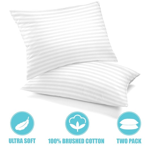 Frendorf | 2-Pack: Lux Decor Kollektion Baumwolle Streifen Kissen Plüsch Bettkissen Set