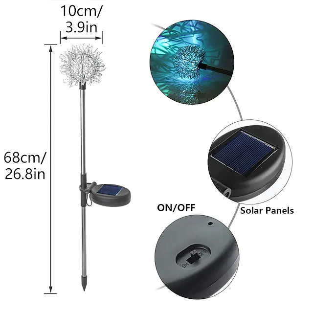 Frendorf | 2-Pack: Outdoor Solar Löwenzahn Rasenlichter