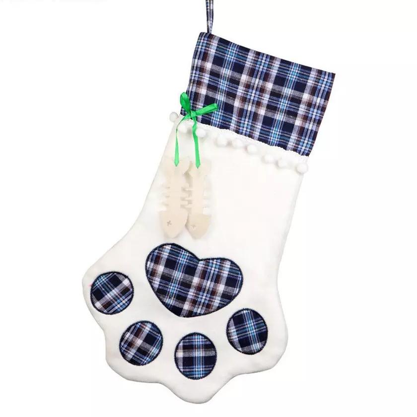 Frendorf | 2er-Pack: Karierte Weihnachten Haustier Hund Katze Pfote Hängende Socke Socken