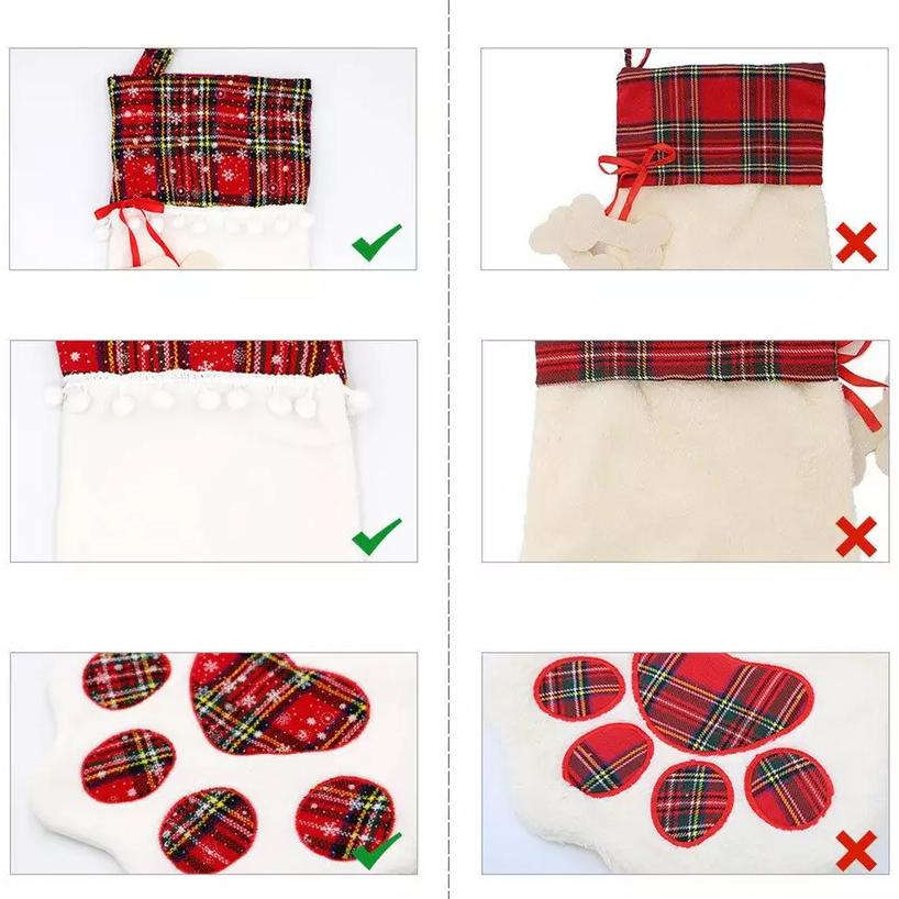 Frendorf | 2er-Pack: Karierte Weihnachten Haustier Hund Katze Pfote Hängende Socke Socken