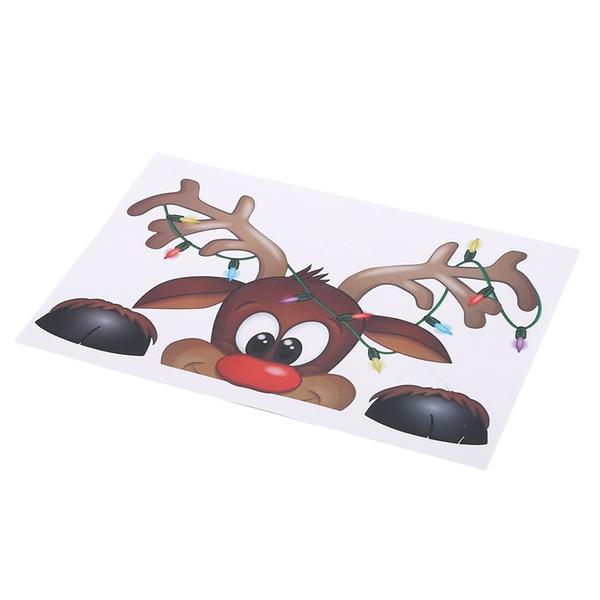 Frendorf | 2-Pack: Weihnachtsmann Elch Shop Hotel Weihnachtsfenster Doppel-Seitiger Glas Aufkleber