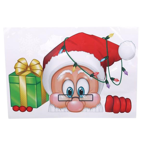 Frendorf | 2-Pack: Weihnachtsmann Elch Shop Hotel Weihnachtsfenster Doppel-Seitiger Glas Aufkleber