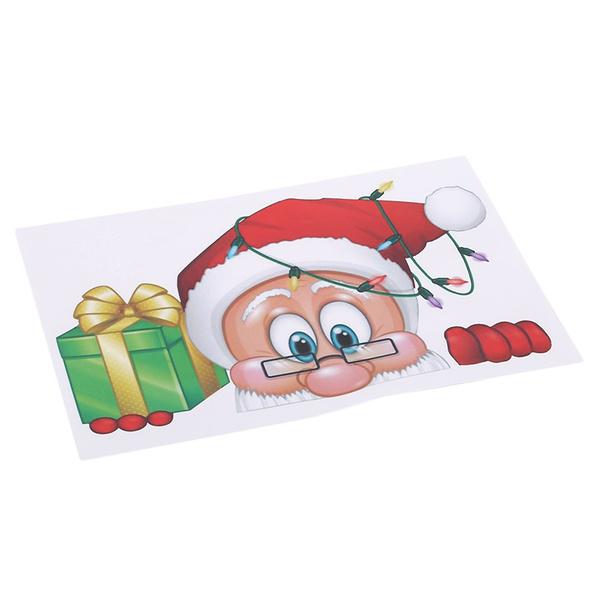 Frendorf | 2-Pack: Weihnachtsmann Elch Shop Hotel Weihnachtsfenster Doppel-Seitiger Glas Aufkleber