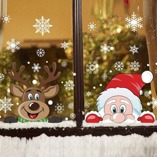 Frendorf | 2-Pack: Weihnachtsmann Elch Shop Hotel Weihnachtsfenster Doppel-Seitiger Glas Aufkleber
