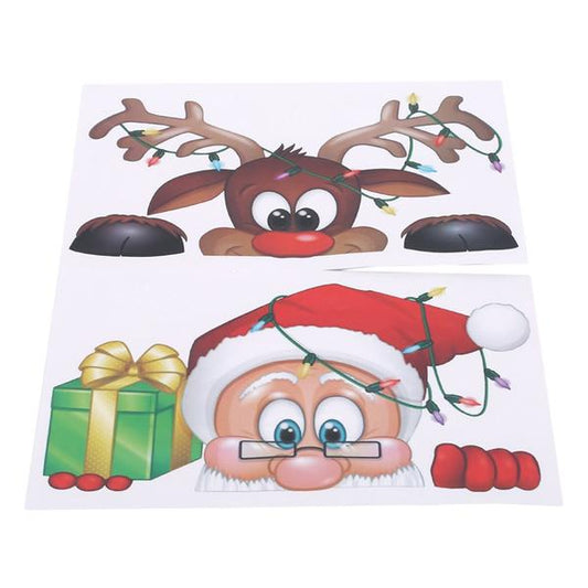 Frendorf | 2-Pack: Weihnachtsmann Elch Shop Hotel Weihnachtsfenster Doppel-Seitiger Glas Aufkleber