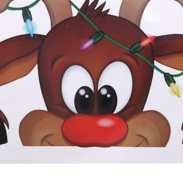 Frendorf | 2-Pack: Weihnachtsmann Elch Shop Hotel Weihnachtsfenster Doppel-Seitiger Glas Aufkleber