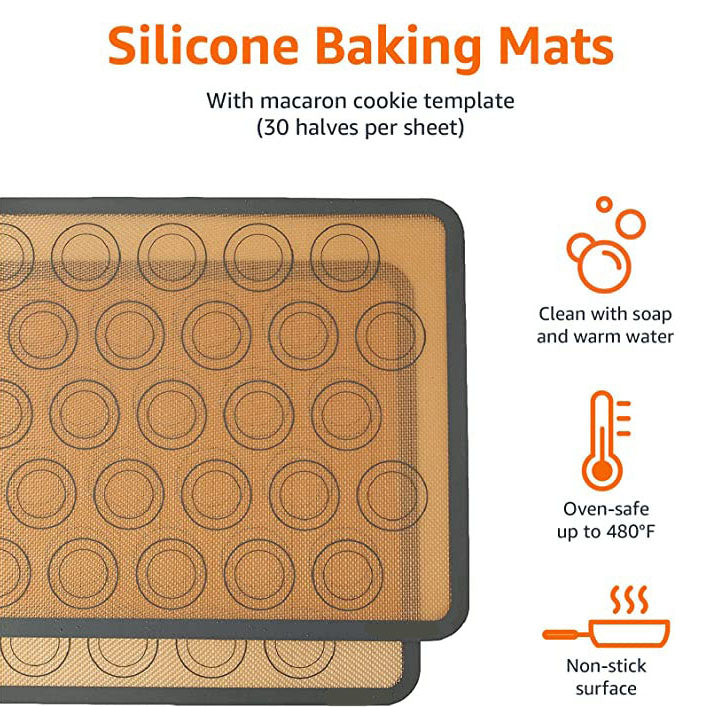 Frendorf | 2-Pack: Silikon Antihaft Lebensmittelsichere Macarons Backmatte