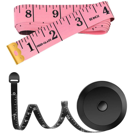 Frendorf | 2-Pack: Weiches Mode-Pink und ausziehbares schwarzes Maßband-Set