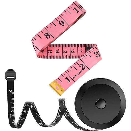 Frendorf | 2-Pack: Weiches Mode-Pink und ausziehbares schwarzes Maßband-Set