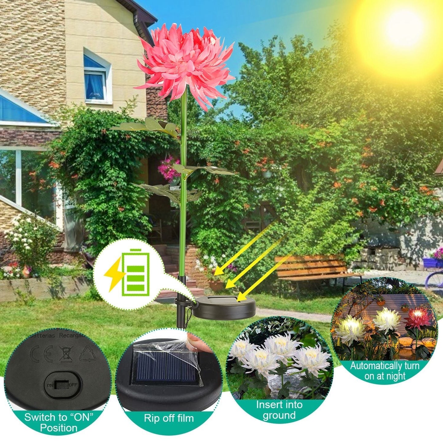Frendorf | 2-Pack: Solar LED Chrysanthemenlichter