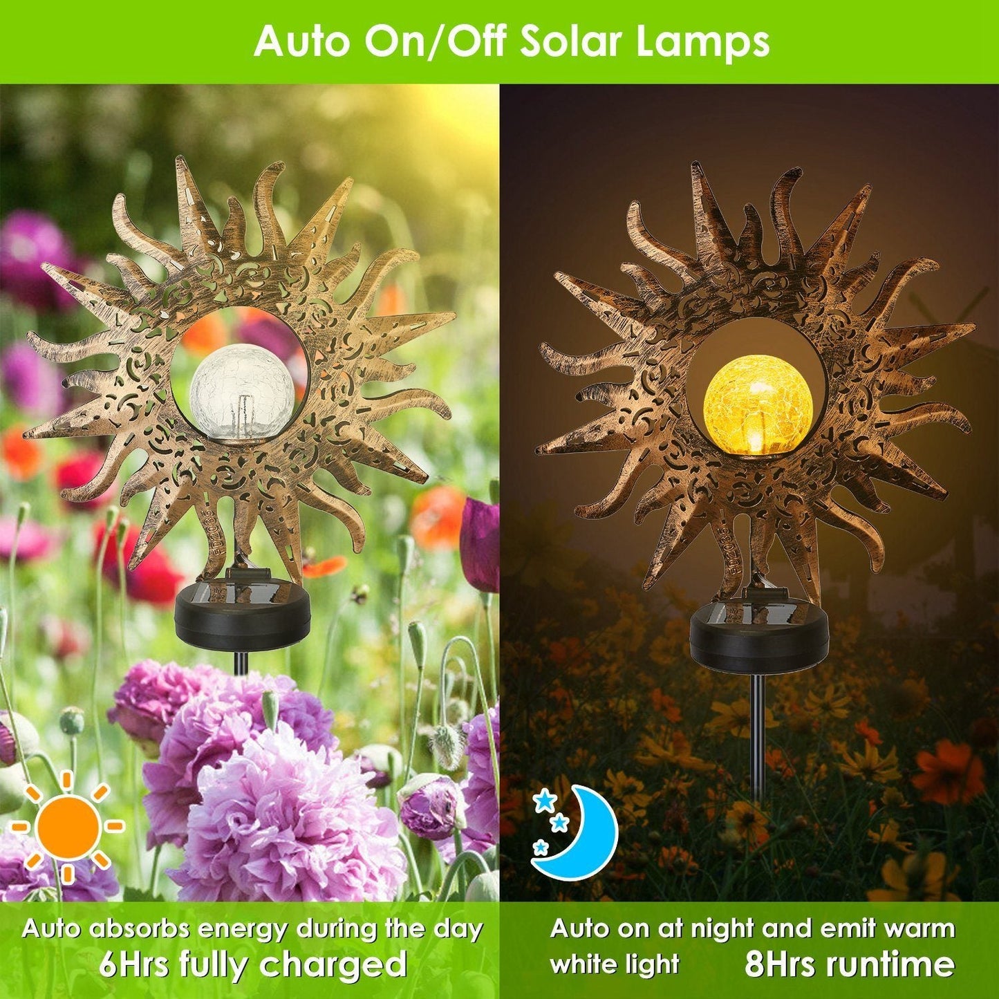 Frendorf | 2er-Pack: Solarbetriebene Glas-Globus-Stehlampe