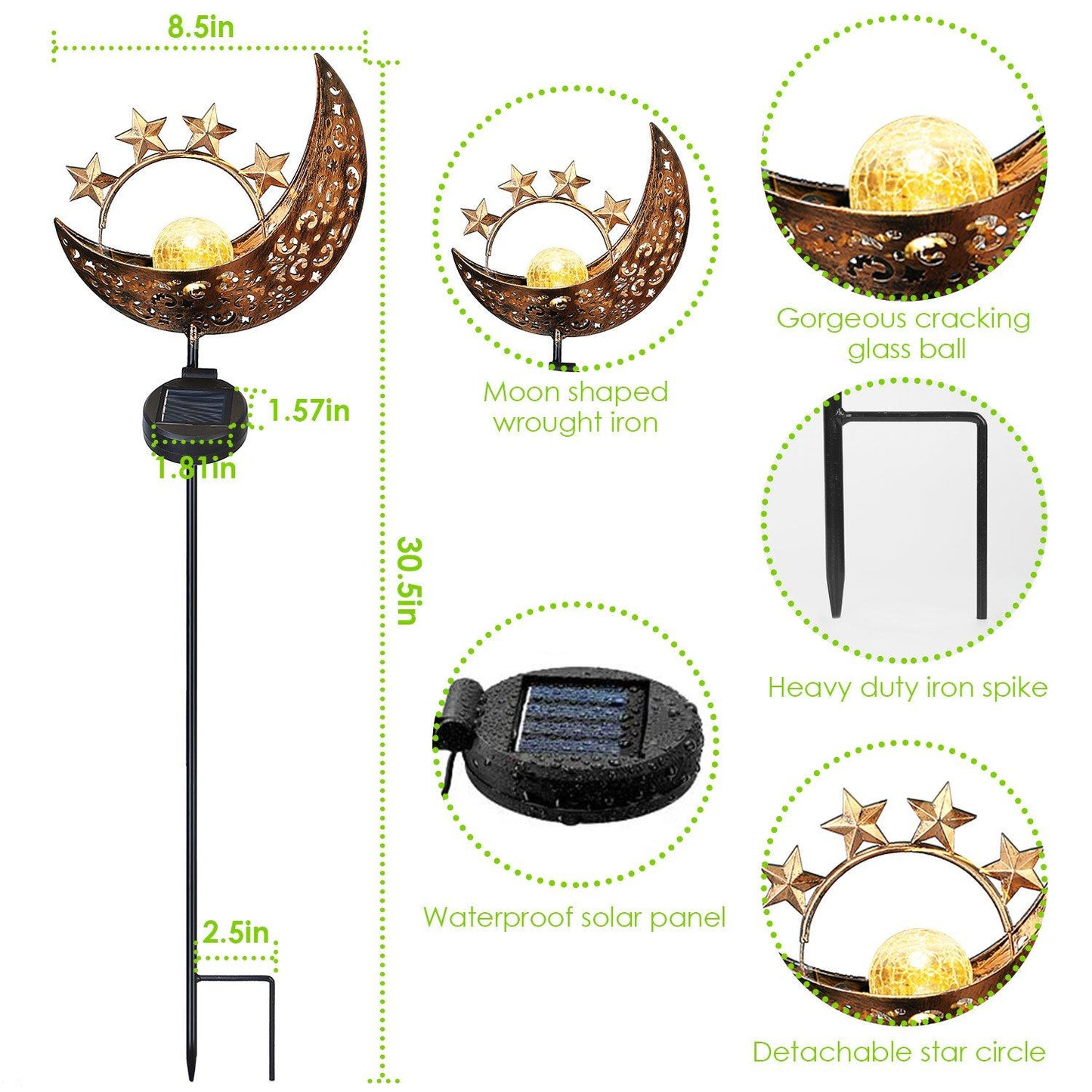 Frendorf | 2er-Pack: Solarbetriebene Glas-Globus-Stehlampe