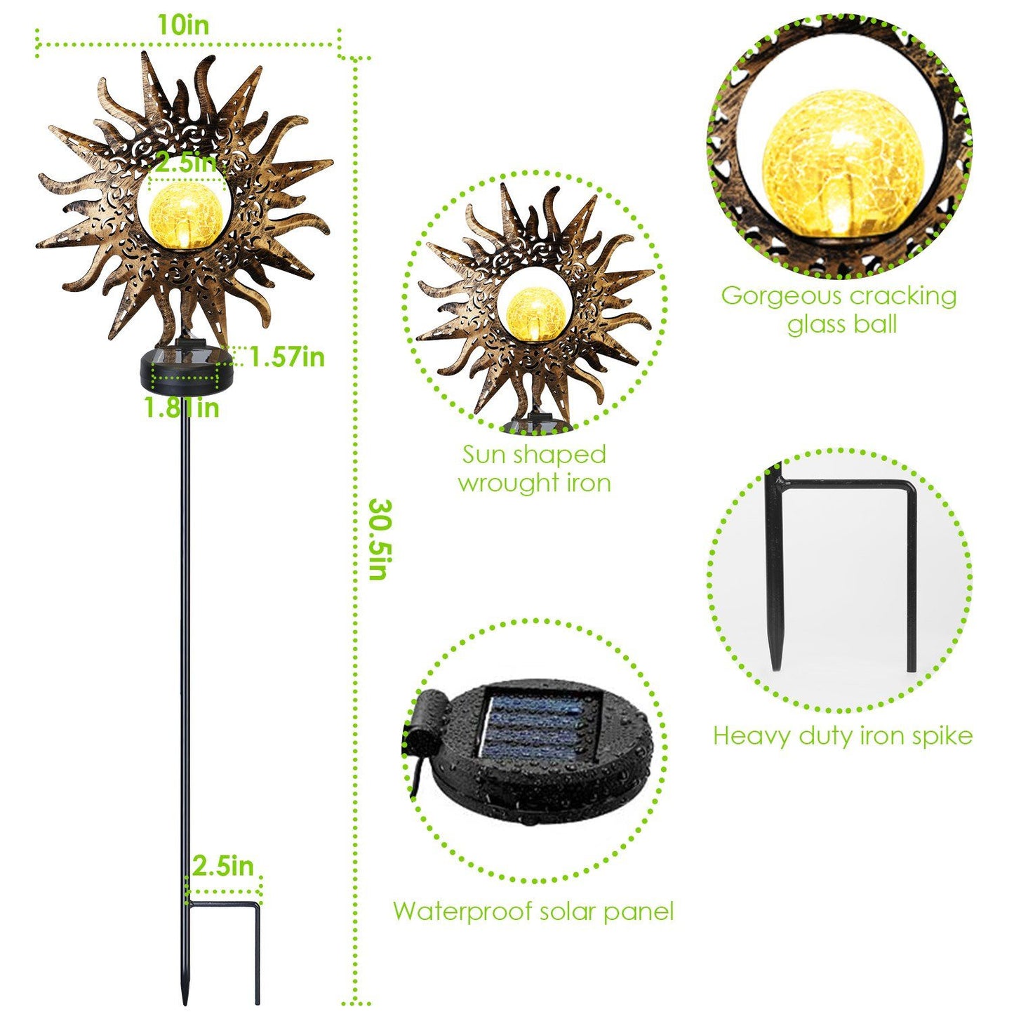 Frendorf | 2er-Pack: Solarbetriebene Glas-Globus-Stehlampe