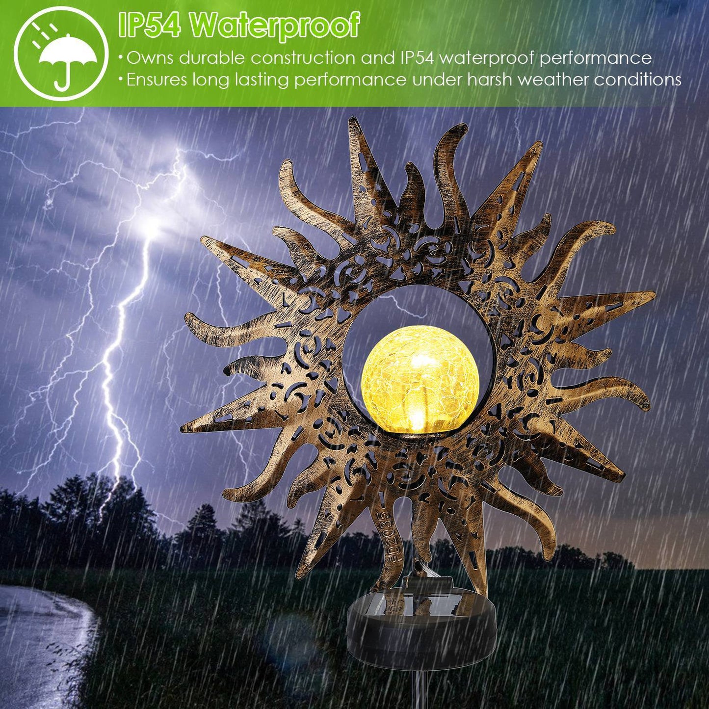 Frendorf | 2er-Pack: Solarbetriebene Glas-Globus-Stehlampe