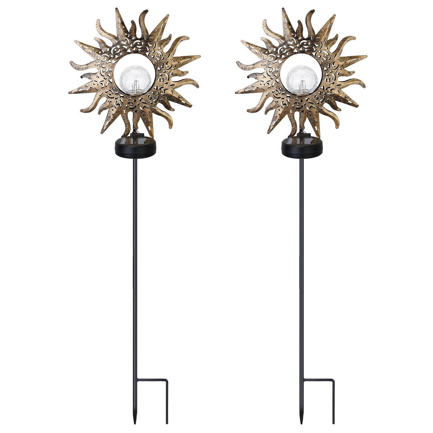 Frendorf | 2er-Pack: Solarbetriebene Glas-Globus-Stehlampe