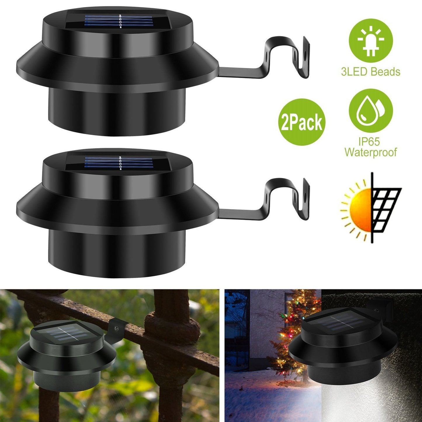 Frendorf | 2er-Pack: Solarbetriebene Dachrinnenlichter