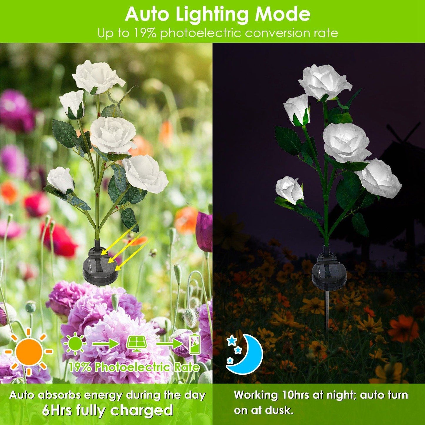 Frendorf | 2-Pack: Solarbetriebene Rosenblume LED Dekorationslampe