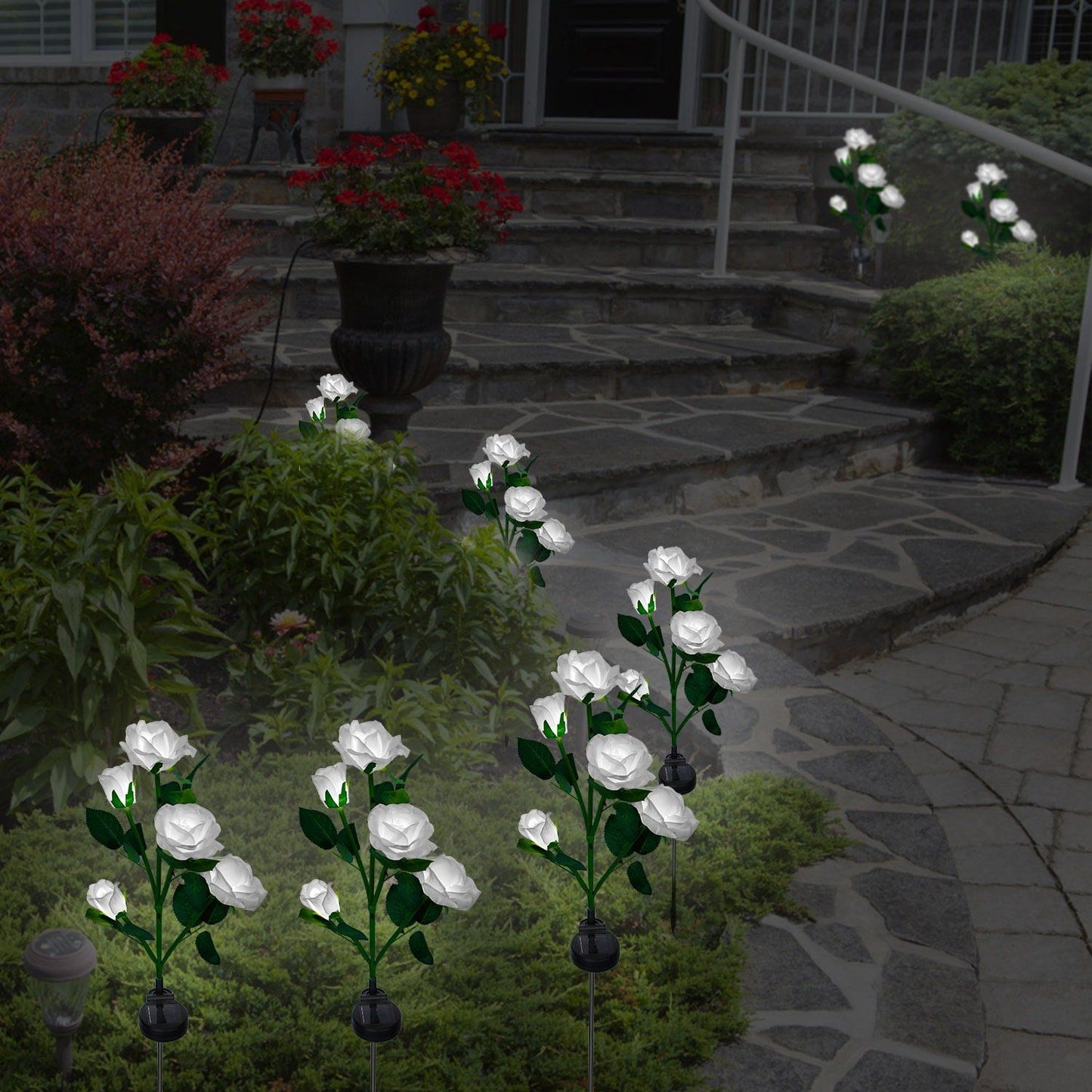Frendorf | 2-Pack: Solarbetriebene Rosenblume LED Dekorationslampe