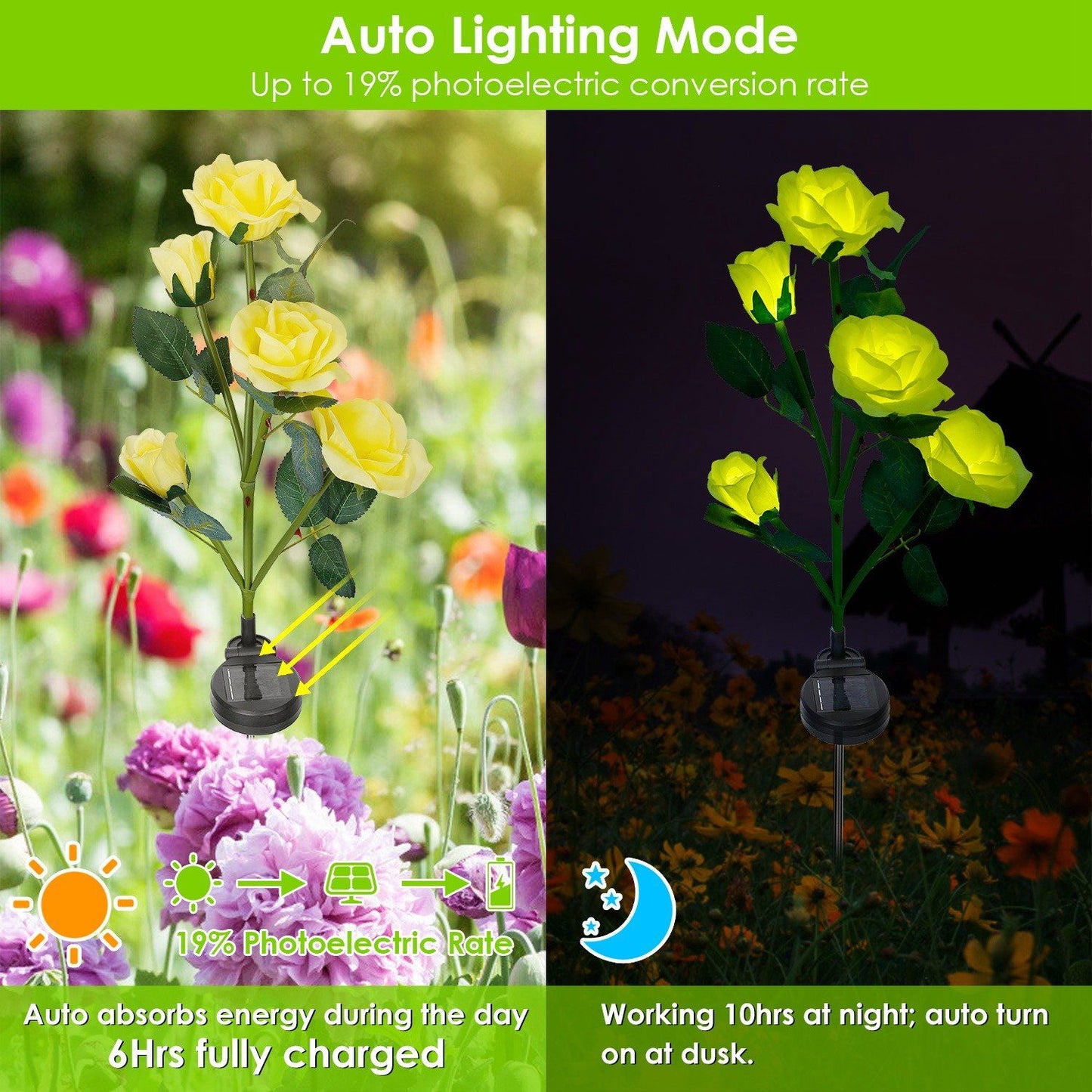 Frendorf | 2-Pack: Solarbetriebene Rosenblume LED Dekorationslampe