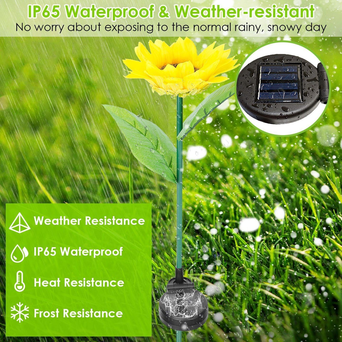 Frendorf | 2er-Pack: Solarbetriebene Sonnenblumenlichter LED Dekorative Stehlampe