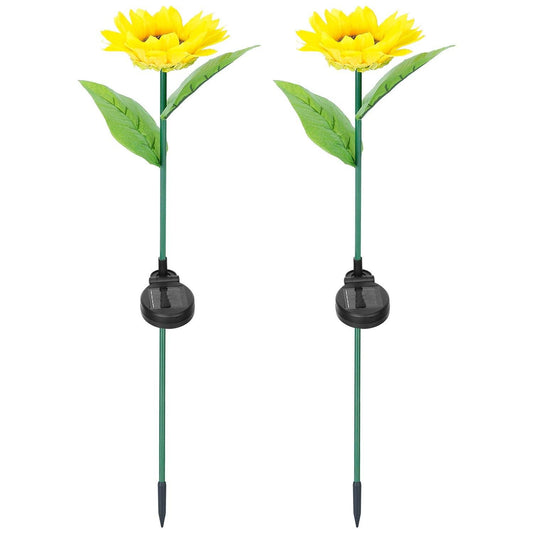 Frendorf | 2er-Pack: Solarbetriebene Sonnenblumenlichter LED Dekorative Stehlampe