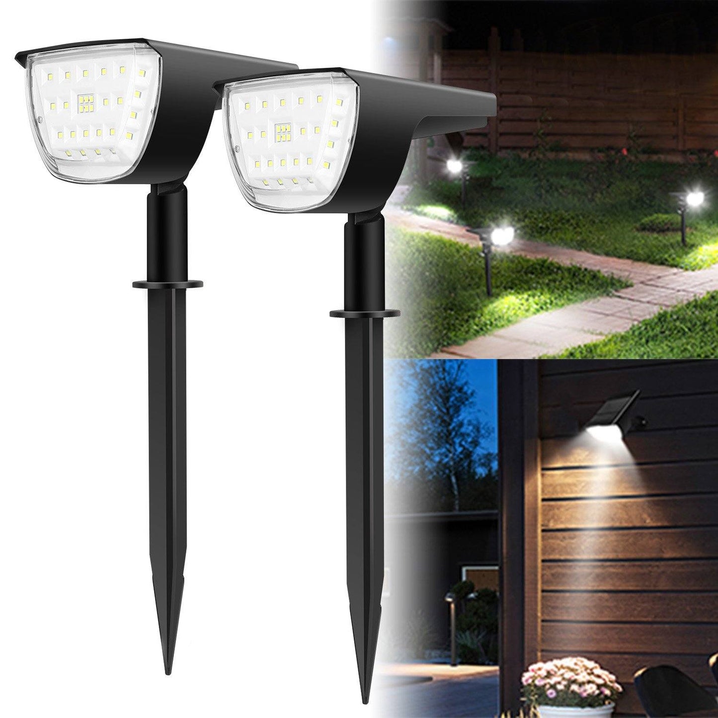 Frendorf | 2-Pack: Solarek 32 LEDs Solar Landschafts-Scheinwerfer