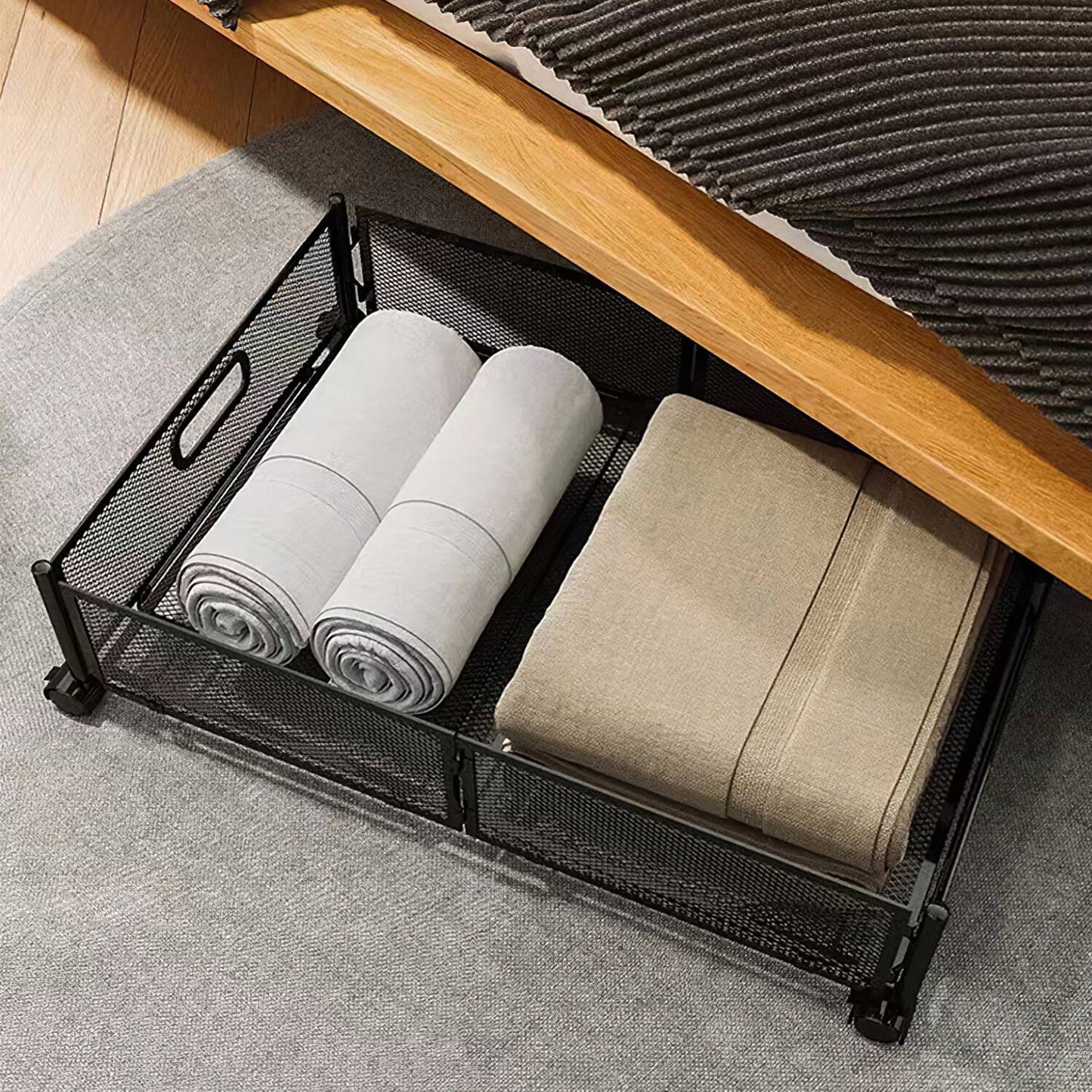 Frendorf | 2er-Pack: Unterbett Aufbewahrungsbehälter faltbar Rollcontainer