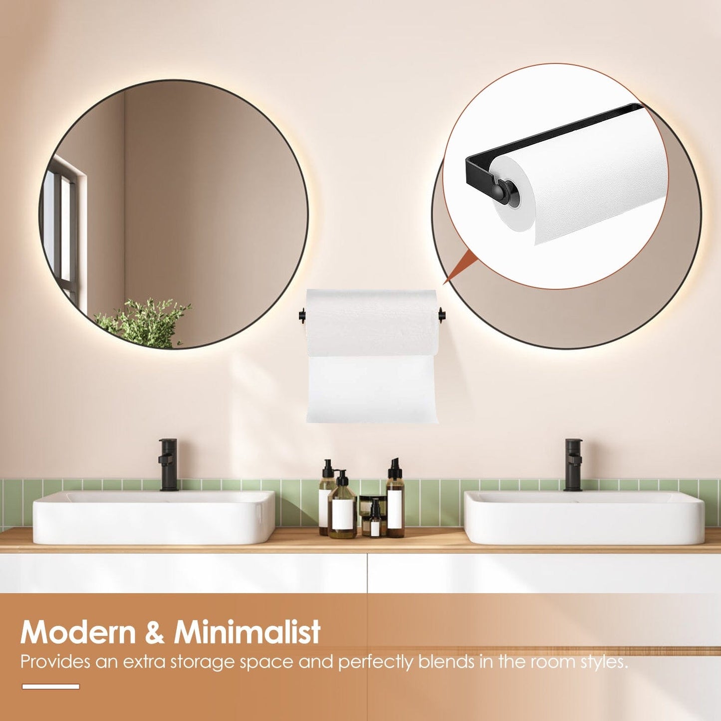 Frendorf | 2-Pack: Wandmontierter Papierhandtuchhalter Unter dem Schrank