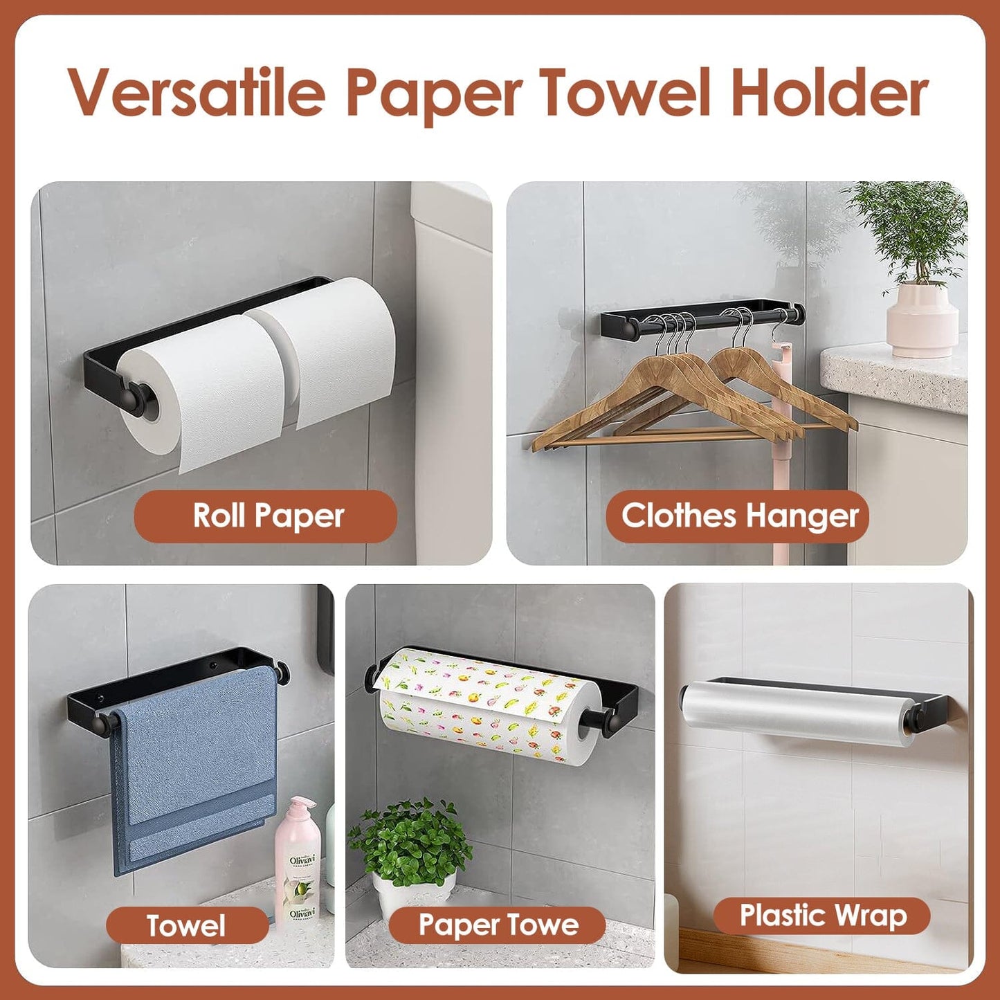 Frendorf | 2-Pack: Wandmontierter Papierhandtuchhalter Unter dem Schrank