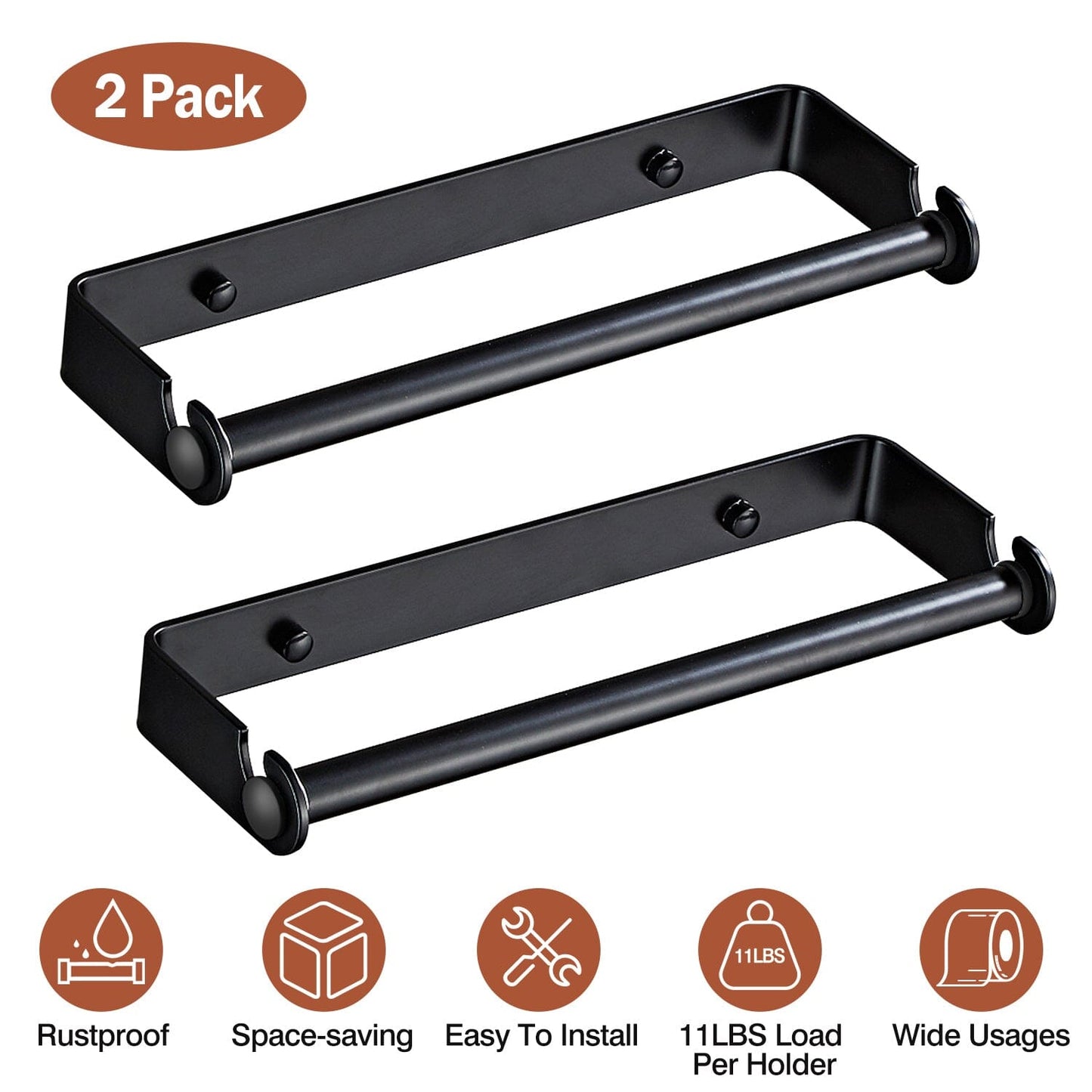 Frendorf | 2-Pack: Wandmontierter Papierhandtuchhalter Unter dem Schrank