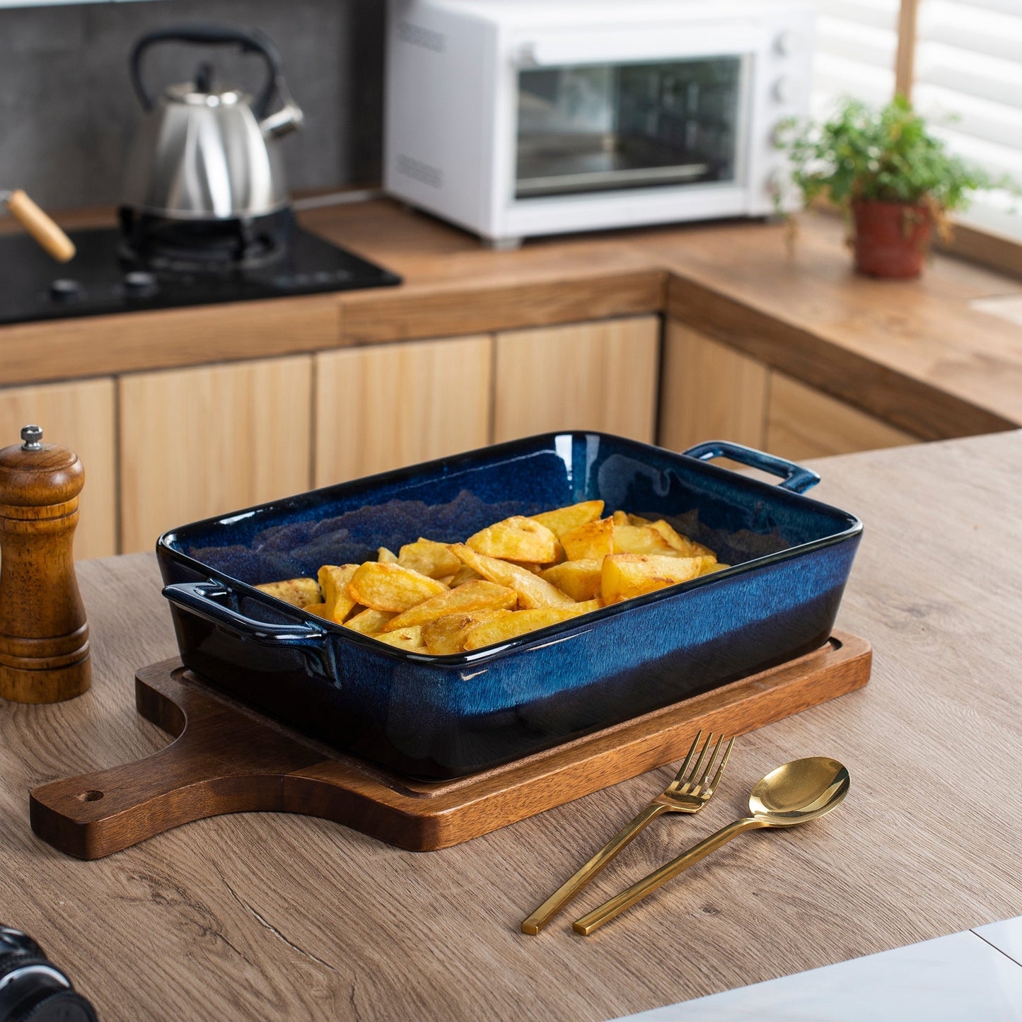 Frendorf | 2-teiliges Glanzsteinzeug Auflaufform Set mit Griff