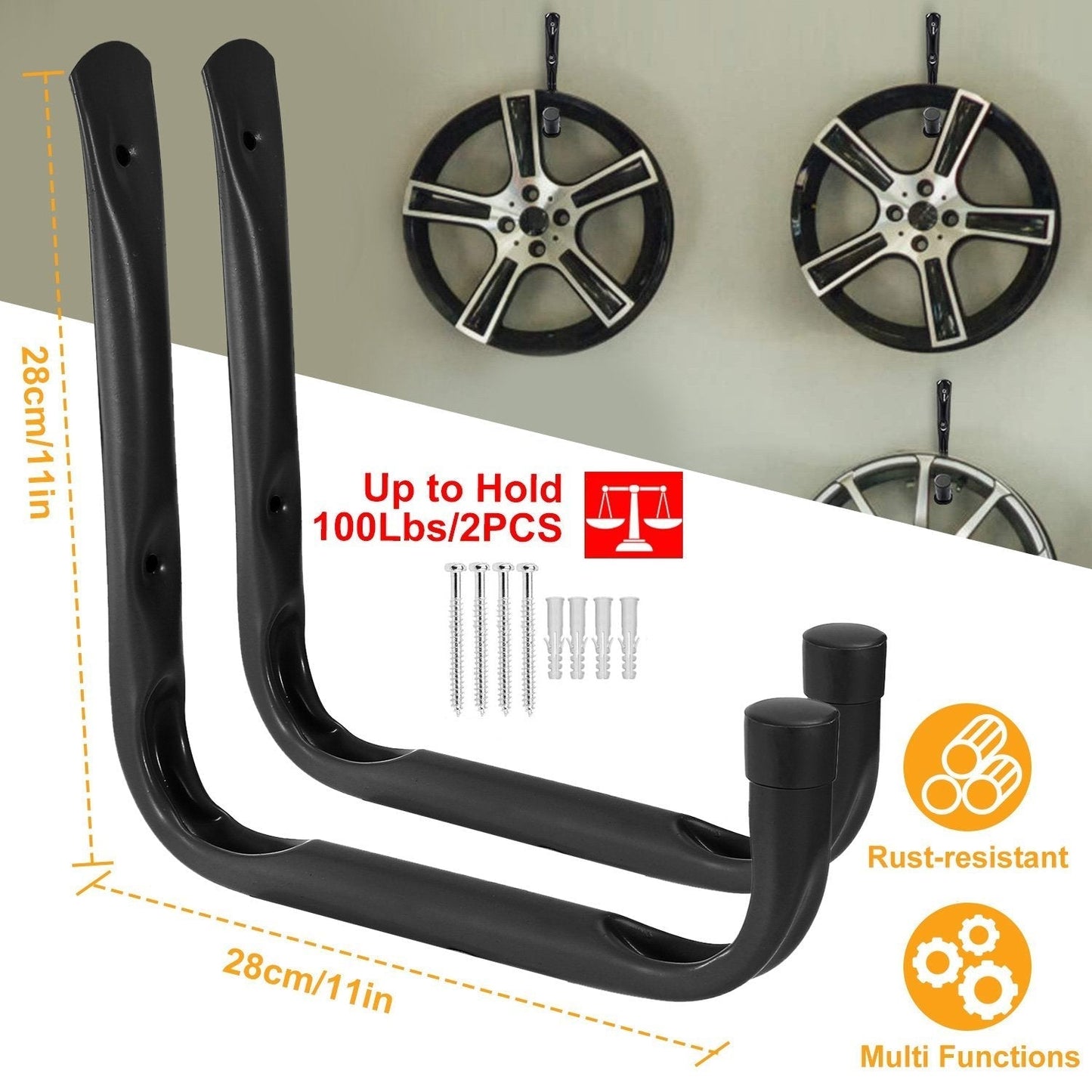 Frendorf | 2-Teilig: Schwerlast-Garagenlagerhaken Halter