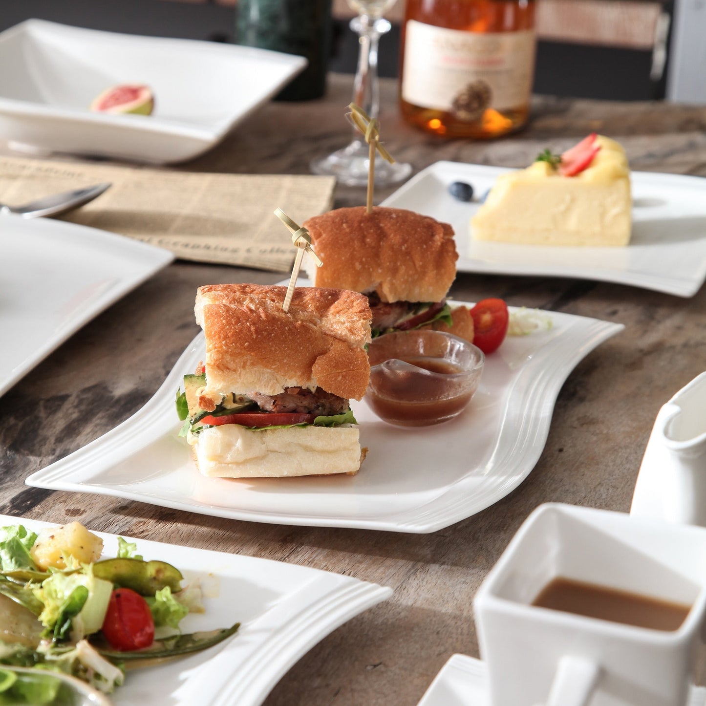 Frendorf | 2-teilige große Serviertablett Frühstück Dessert Teller Gericht