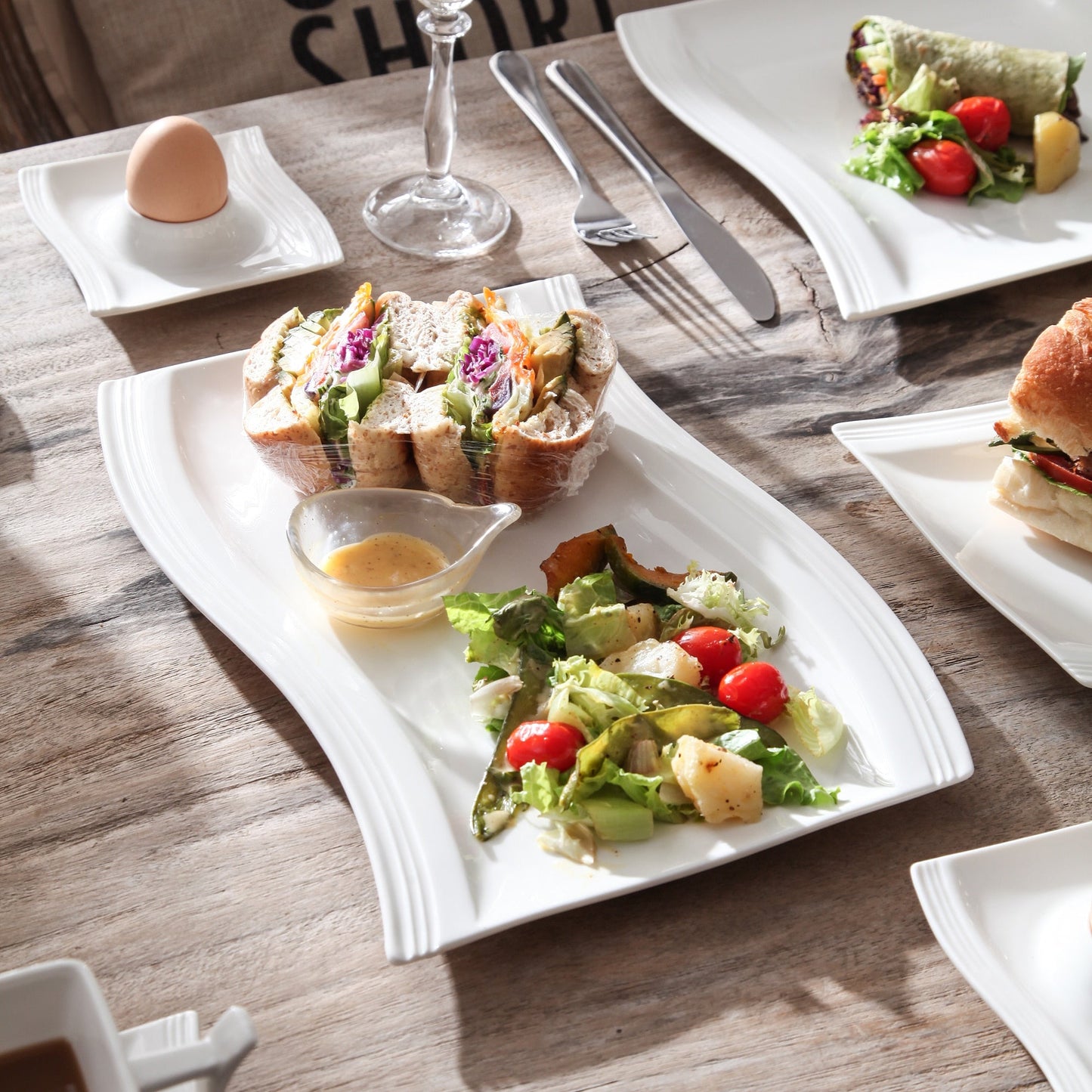 Frendorf | 2-teilige große Serviertablett Frühstück Dessert Teller Gericht