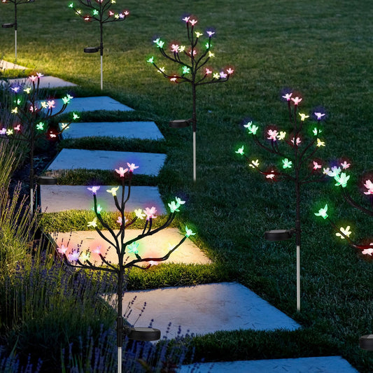 Frendorf | 2-teilige: Outdoor Solar Licht Kirschblüten Blumen Landschaft Licht