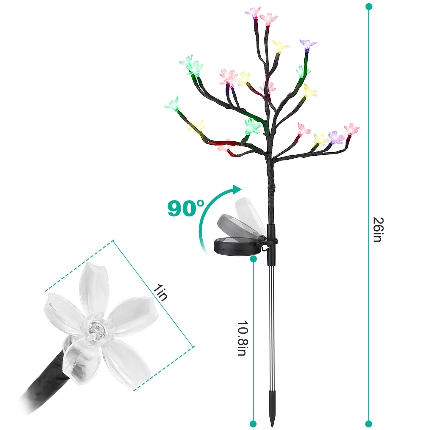 Frendorf | 2-teilige: Outdoor Solar Licht Kirschblüten Blumen Landschaft Licht
