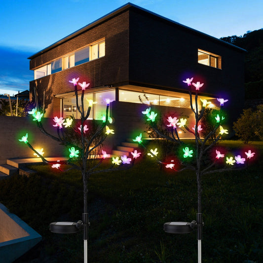 Frendorf | 2-teilige: Outdoor Solar Licht Kirschblüten Blumen Landschaft Licht