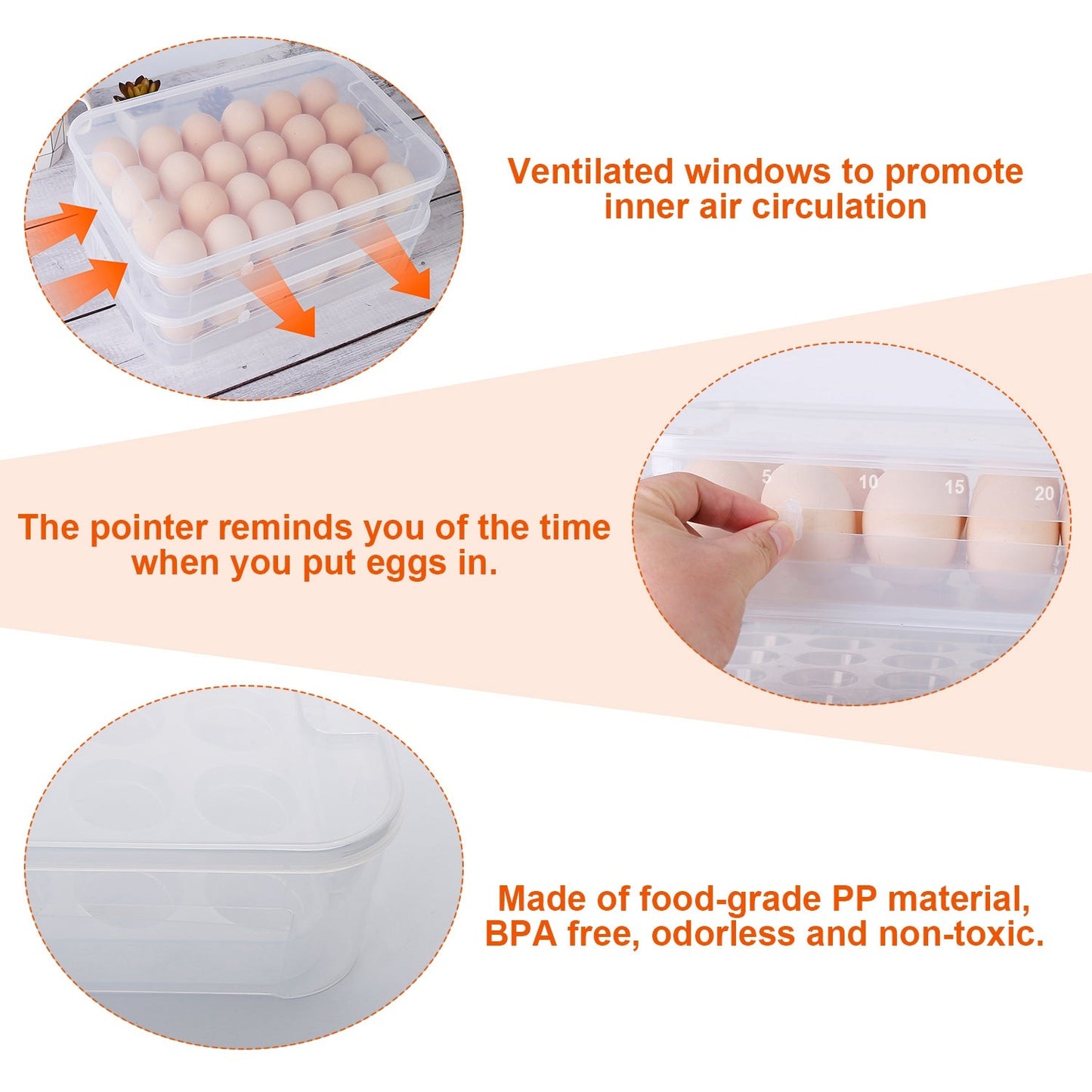 Frendorf | 2-Teilig: Plastik-Ei-Halter Stapelbare Eierlager-Box