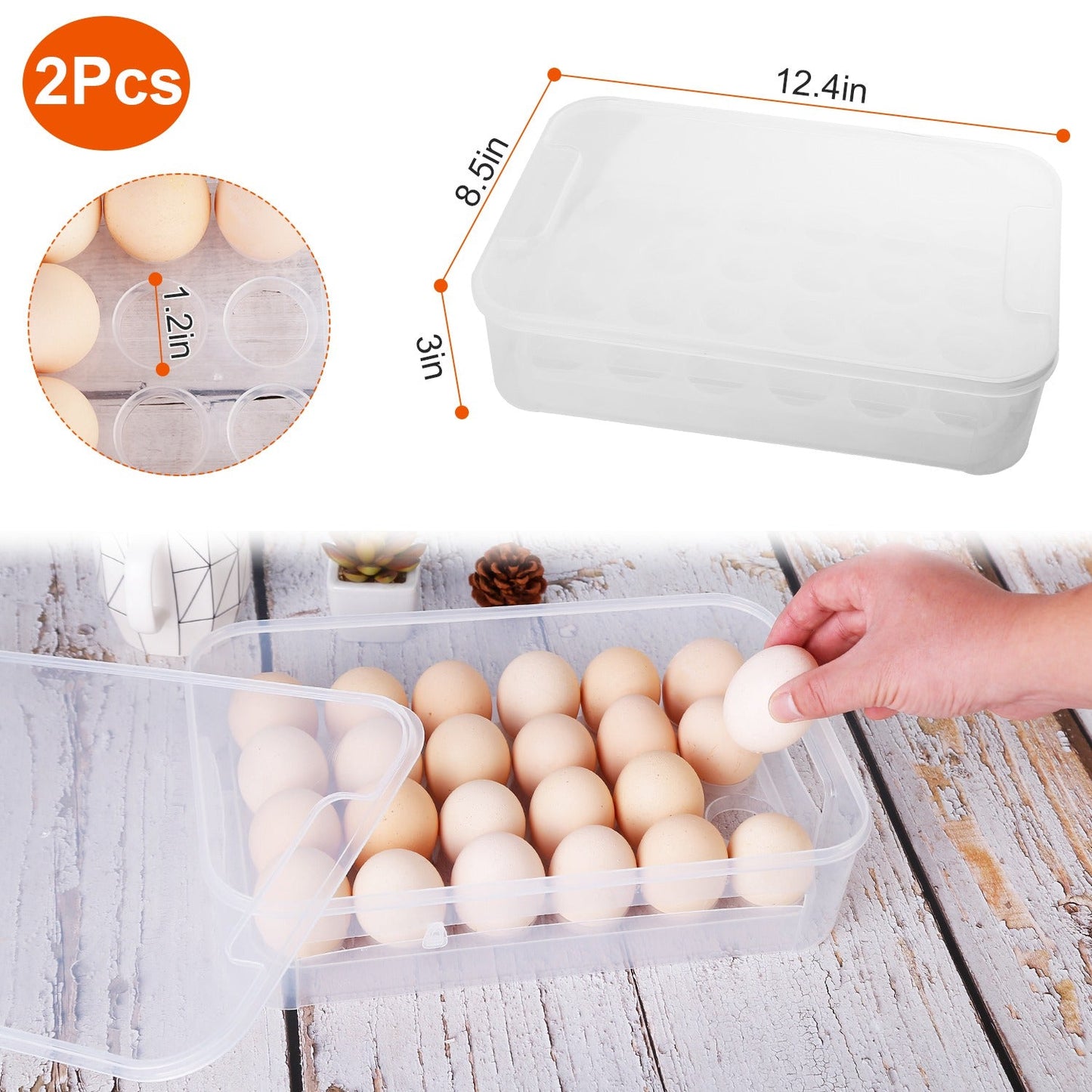 Frendorf | 2-Teilig: Plastik-Ei-Halter Stapelbare Eierlager-Box