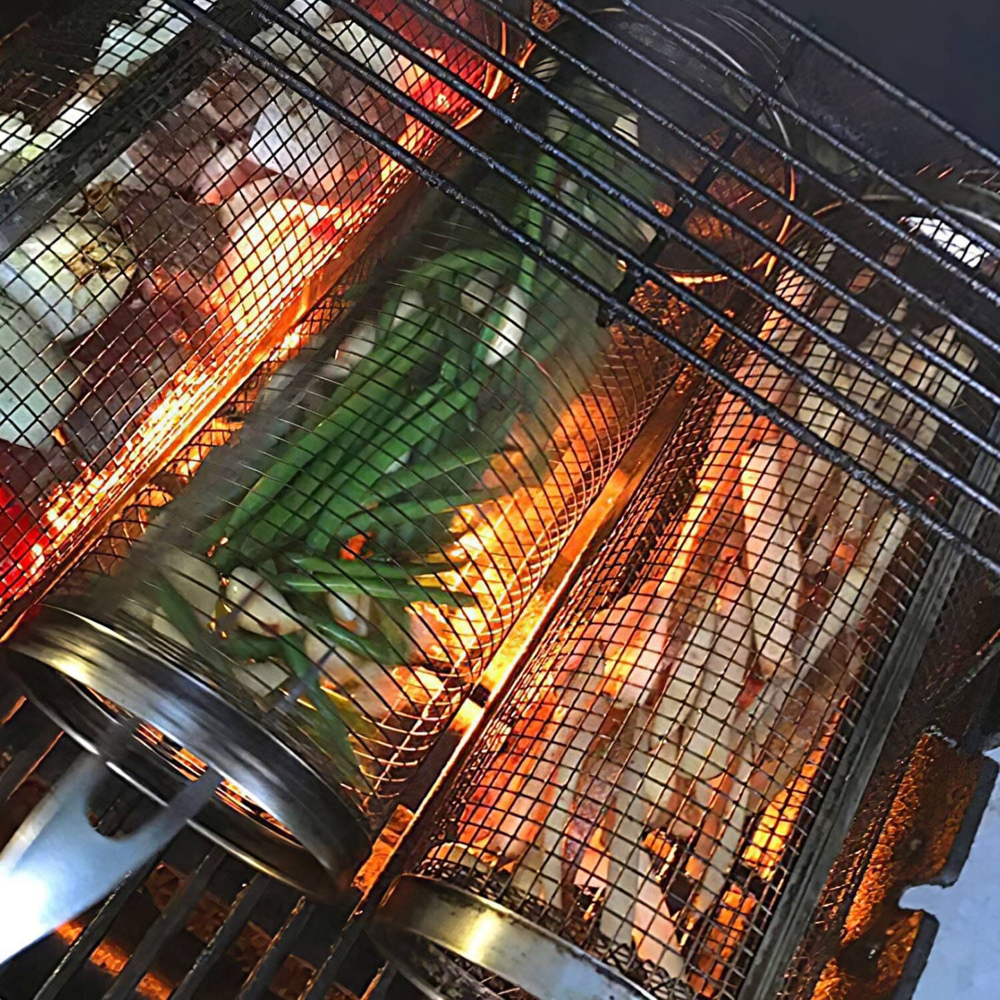 Frendorf | 2-teilig: Tragbarer BBQ Rollkorb runder Edelstahlgrill