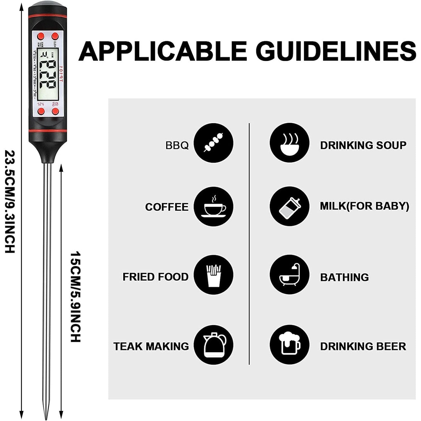 Frendorf | 2-teiliger Satz: Multifunktionales Thermometer-Stift mit hoher Genauigkeit und sofortiger Ablesung