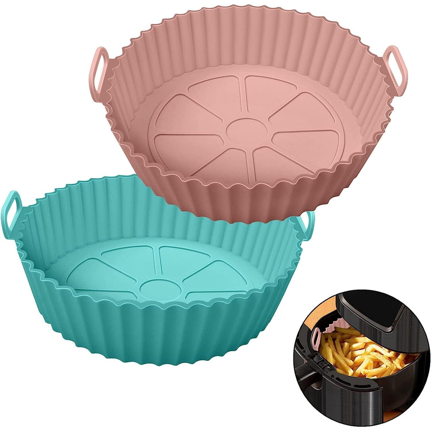 Frendorf | 2-teilige Set: wiederverwendbare Silikon Air Fryer Einsätze