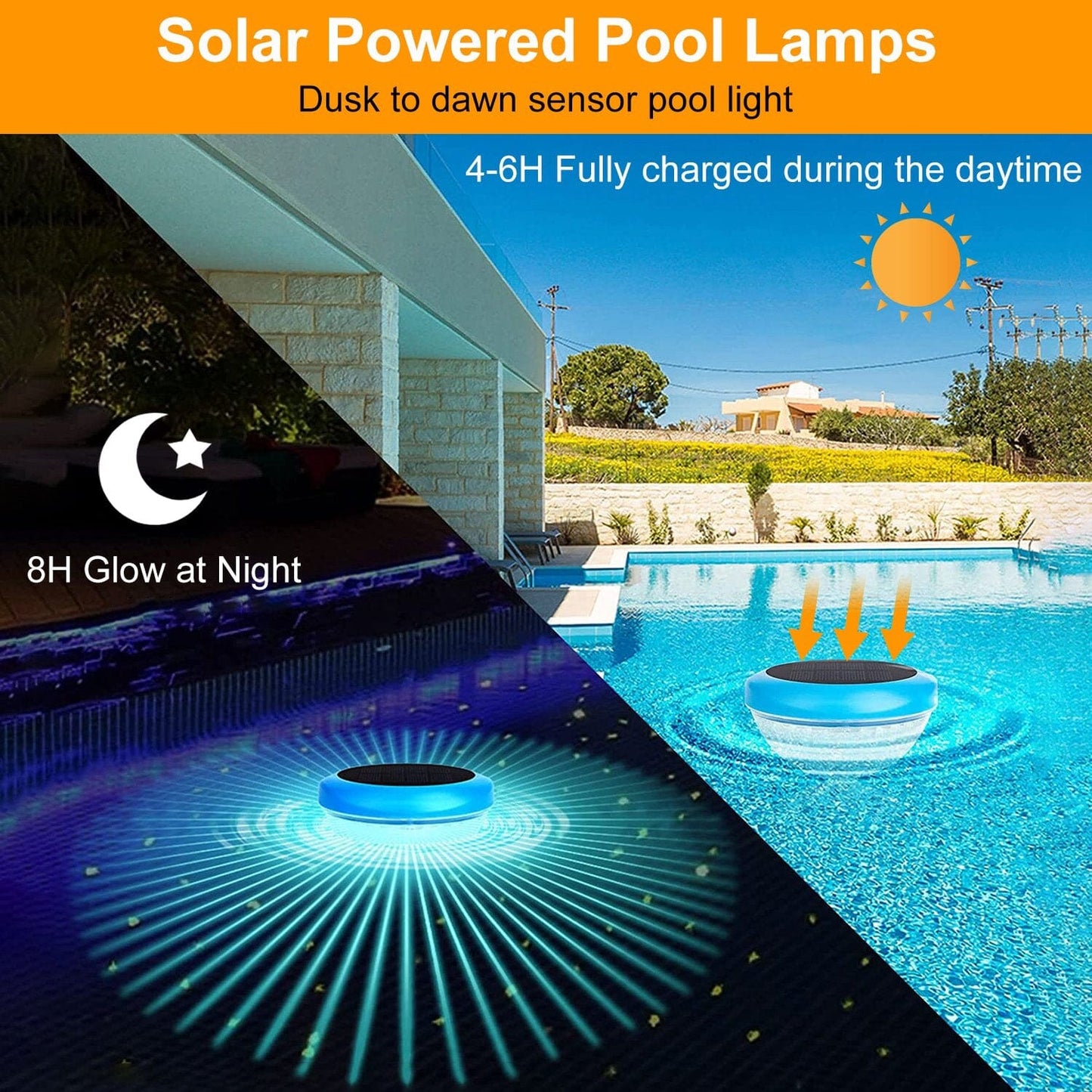 Frendorf | 2-Teilig: Solar Powered LED Pool Licht Farbverlauf Mehrfarbig Wechselnd
