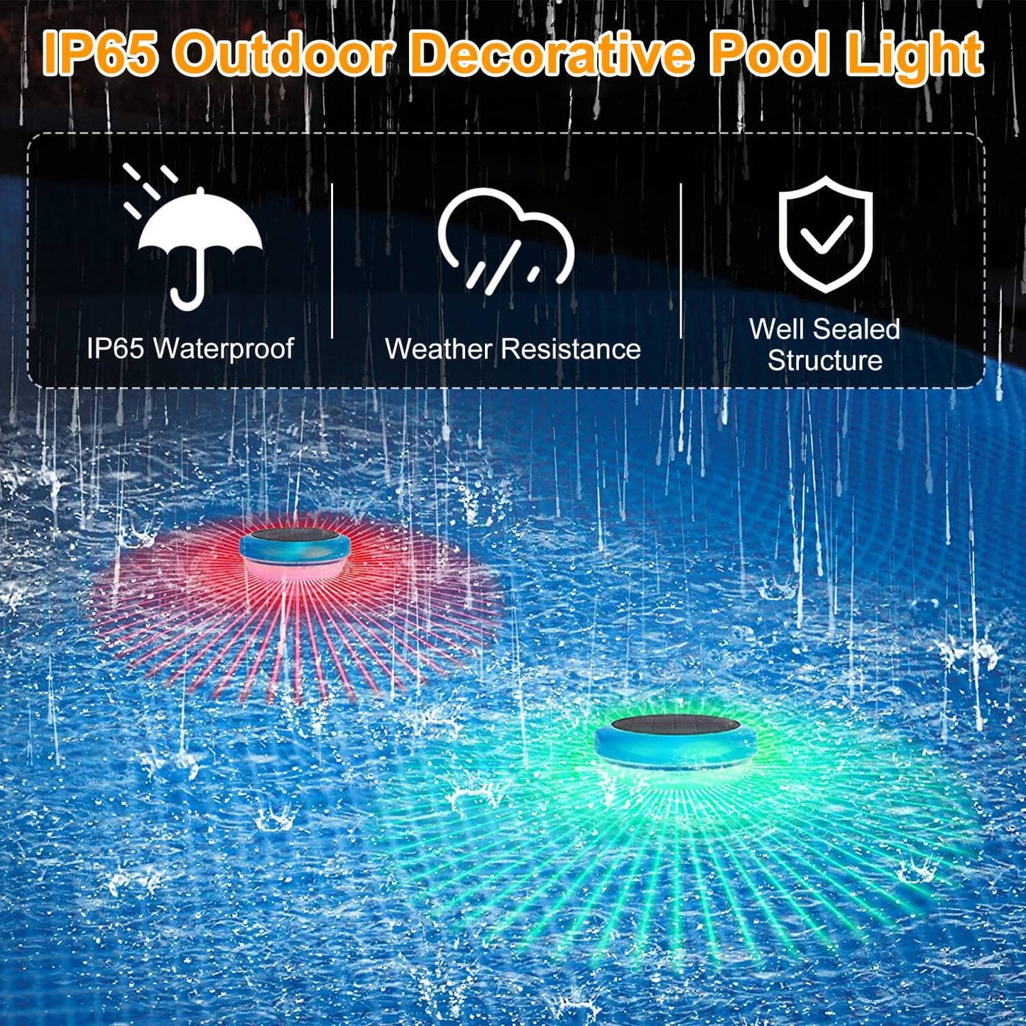 Frendorf | 2-Teilig: Solar Powered LED Pool Licht Farbverlauf Mehrfarbig Wechselnd